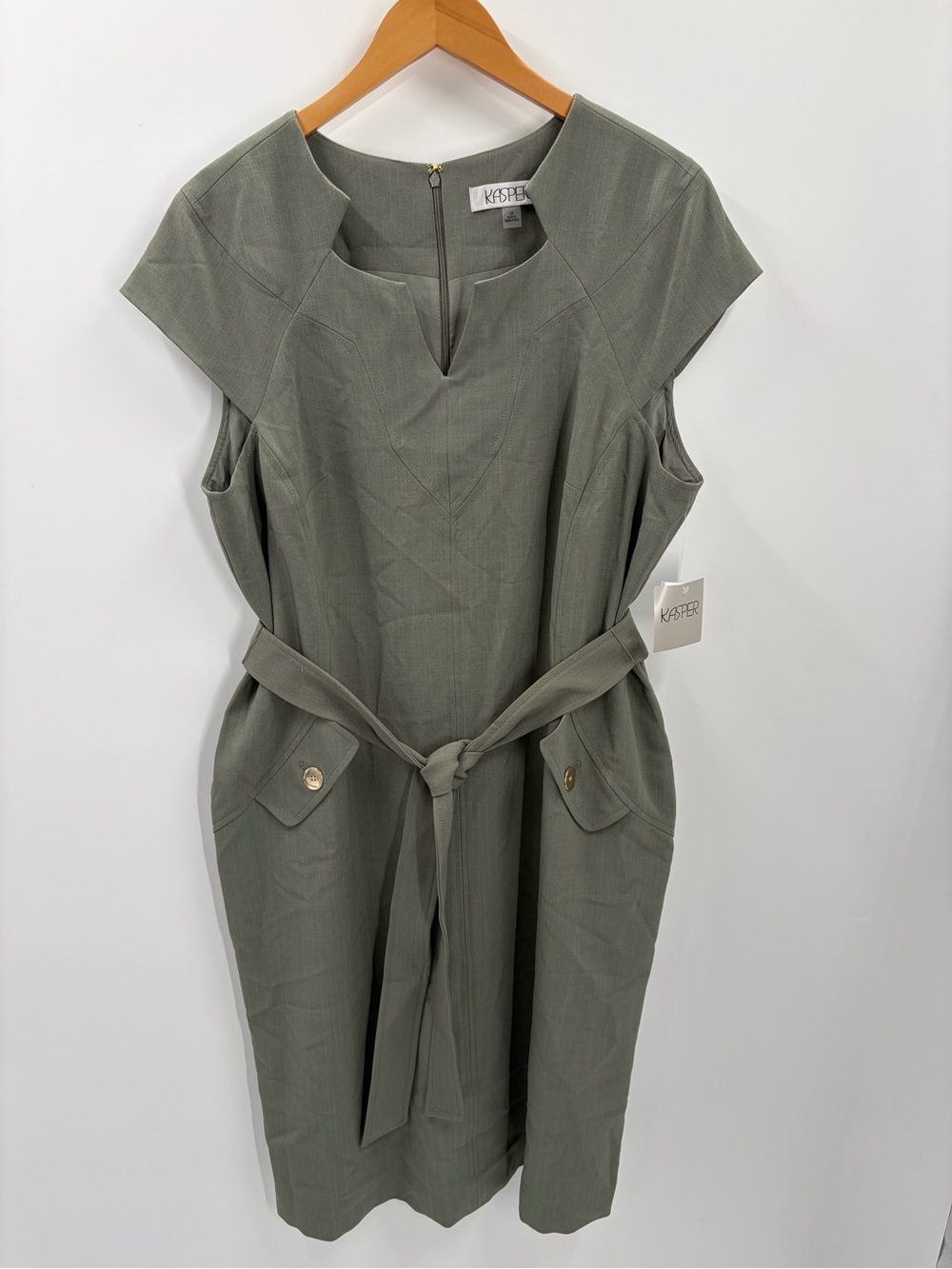Kasper | Women's Cap Sleeve Belted Sheath Dress Size 18